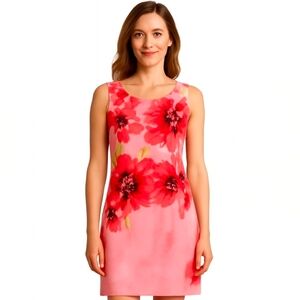 Maya Brooke Pink Floral Midi Dress Sz 16W